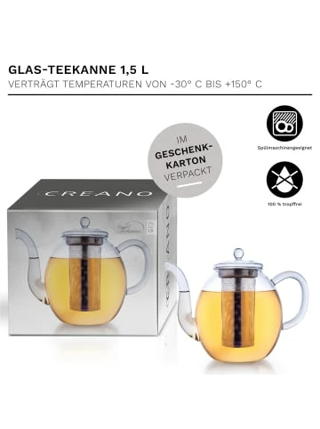 Brandneu 😀 Kaffee- & Teegeschirr Creano 1x Teekanne 1.5l "hoch" Mit Edelstahlsieb Und 1x Edelstahl-Stövchen Günstig Kaufen 🔥 9 Brandneu 😀 Kaffee- & Teegeschirr Creano 1x Teekanne 1.5l "hoch" Mit Edelstahlsieb Und 1x Edelstahl-Stövchen Günstig Kaufen 🔥 - Image 7
