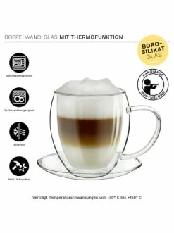 Angebote 🔥 Gläser Creano 2er Set Thermo-Tasse "Doppelwandtasse" Mit Untersetzer - 400ml Günstig Kaufen 🥰 -Günstiges Creano Geschäft creano 2er set thermo tasse doppelwandtasse mit untersetzer 400ml 2