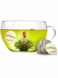 Auslauf 🌟 Kaffee- & Teegeschirr Creano 2x Teelini-Geschenkset - Grüner + Weißer Tee Mit Je 8 Teeblumen + Teeglas 200ml Günstig Kaufen ✔️ -Günstiges Creano Geschäft creano 2x teelini geschenkset gruner weisser tee mit je 8 teeblumen teeglas 200ml 2