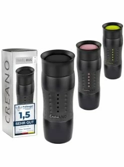 Am billigsten 😀 Gläser Creano 3x Creano Travel-Mug 400ml Schwarz + Rosa + Grün Isolierend Aus Edelstahl Günstig Kaufen ❤️