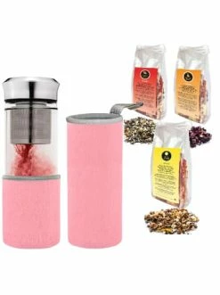 Brandneu 👏 Kaffee- & Teegeschirr Creano 4tlg Set: Teamaker Rosa 400ml + 3x 60 G Früchte-Kräuter-Tee Günstig Kaufen ✔️