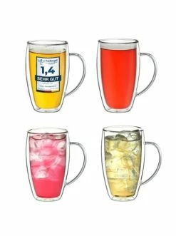 Neu 🌟 Gläser Creano Doppelwandige Gläser S-HH Mit Henkel 400ml Im 4er Set Mit Thermoeffekt Art.491 Günstig Kaufen 🥰
