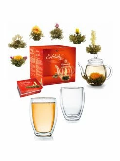 Billig 👏 Kaffee- & Teegeschirr Creano ErblühTee Geschenkset Weißer Tee + 2er Set Doppelwandgläser 250ml Günstig Kaufen 😉