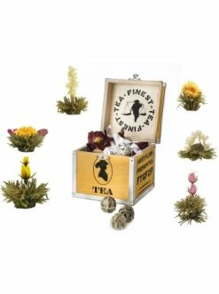 Bestes Angebot 💯 Lebensmittel Creano Holz-Teekiste + 6 Teeblumen "ErblühTee Weißer Tee" Günstig Kaufen 😀