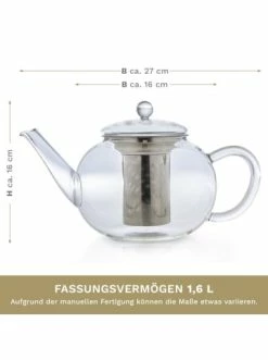 Schlussverkauf 🧨 Kaffee- & Teegeschirr Creano Teekanne "flach 1,6L" Aus Hitzebeständigem Glas Günstig Kaufen 😀 -Günstiges Creano Geschäft creano teekanne flach 1 6l aus hitzebestandigem glas 5