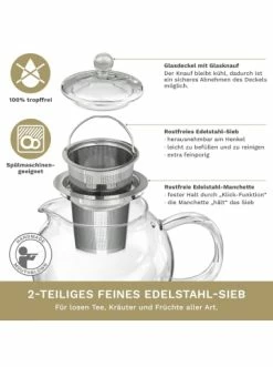 Angebote 🛒 Kaffee- & Teegeschirr Creano Teekanne "Schnabel 1,3L" Aus Hitzebeständigem Glas Günstig Kaufen 🤩 -Günstiges Creano Geschäft creano teekanne schnabel 1 3l aus hitzebestandigem glas 2