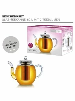 Aktion ❤️ Kaffee- & Teegeschirr Creano Teekannen-Geschenkset 1x Teekanne 1.0l Inkl. 2 Teeblumen Grüner + Weißer Tee Günstig Kaufen 🎉 -Günstiges Creano Geschäft creano teekannen geschenkset 1x teekanne 1 0l inkl 2 teeblumen gruner weisser tee 3