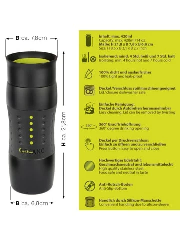 Brandneu 🔥 Gläser Creano Travel-mug 400ml "Grün", Isolierend Aus Edelstahl Günstig Kaufen 🔥 4 Brandneu 🔥 Gläser Creano Travel-mug 400ml "Grün", Isolierend Aus Edelstahl Günstig Kaufen 🔥 - Image 2