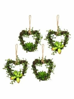 Bestpreis ❤️ Kerzen, Vasen & Mehr Creativ Green Deko-Hänger Mühlenbeckiaherz 4er Set In Grün Günstig Kaufen 🎁